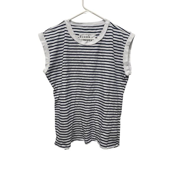Frank & Eileen Aiden Striped muscle Tee sleeveless blue and white medium NWOT - Picture 1 of 6